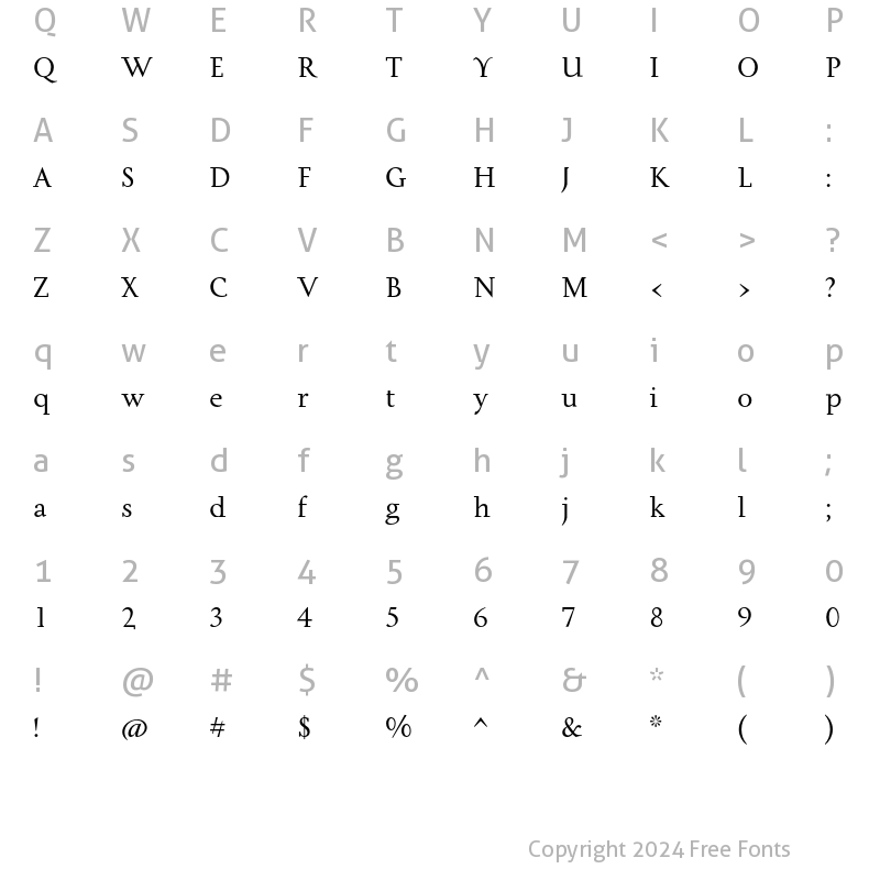 Character Map of Tactile ITC Std Regular