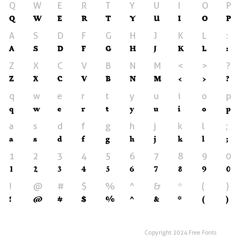 Character Map of Tactile ITC Std Ultra