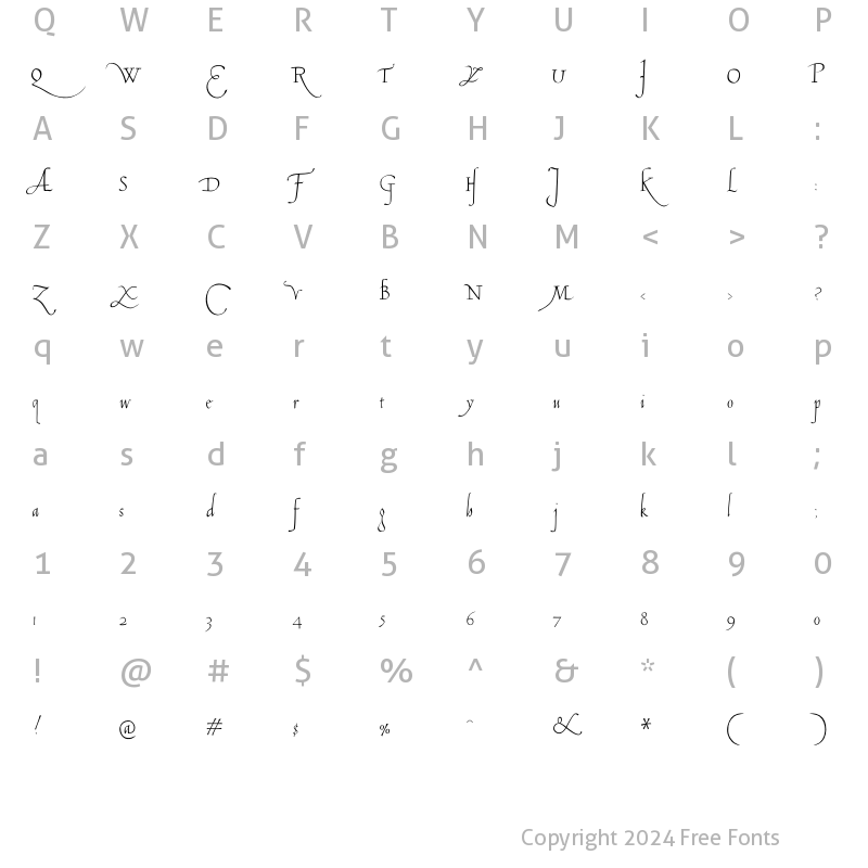 Character Map of Tagliente Regular