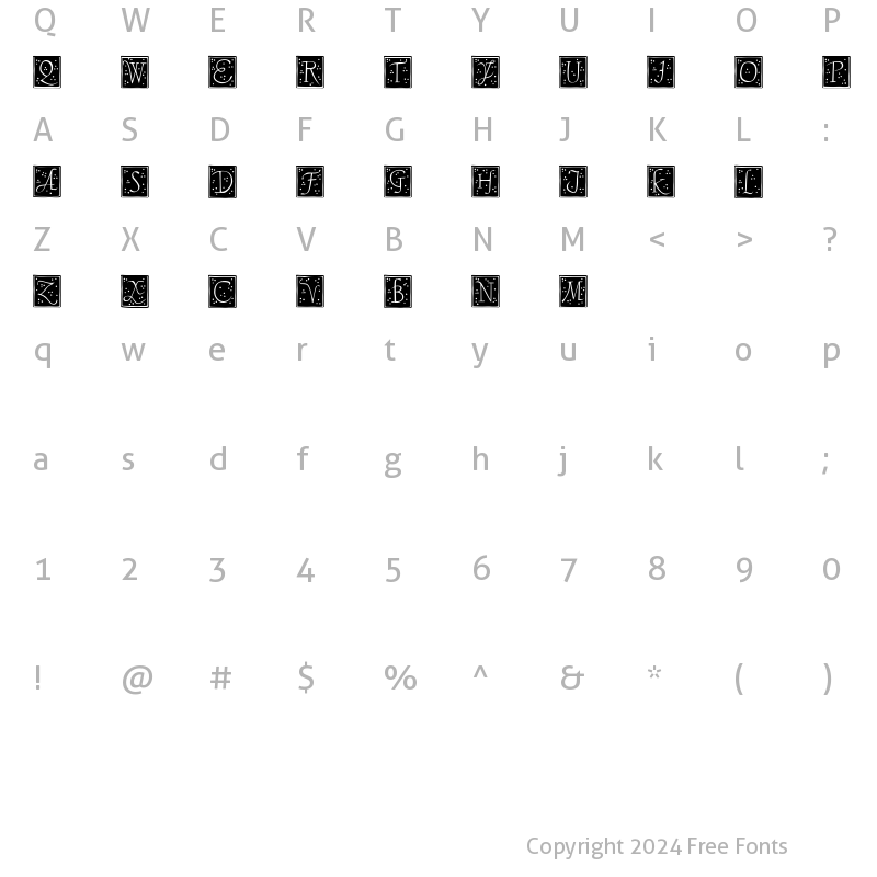 Character Map of TaglienteInitials Medium