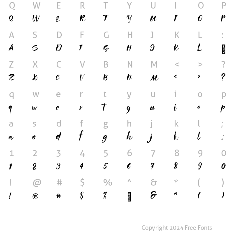 Character Map of TahitiSand-Brush Regular