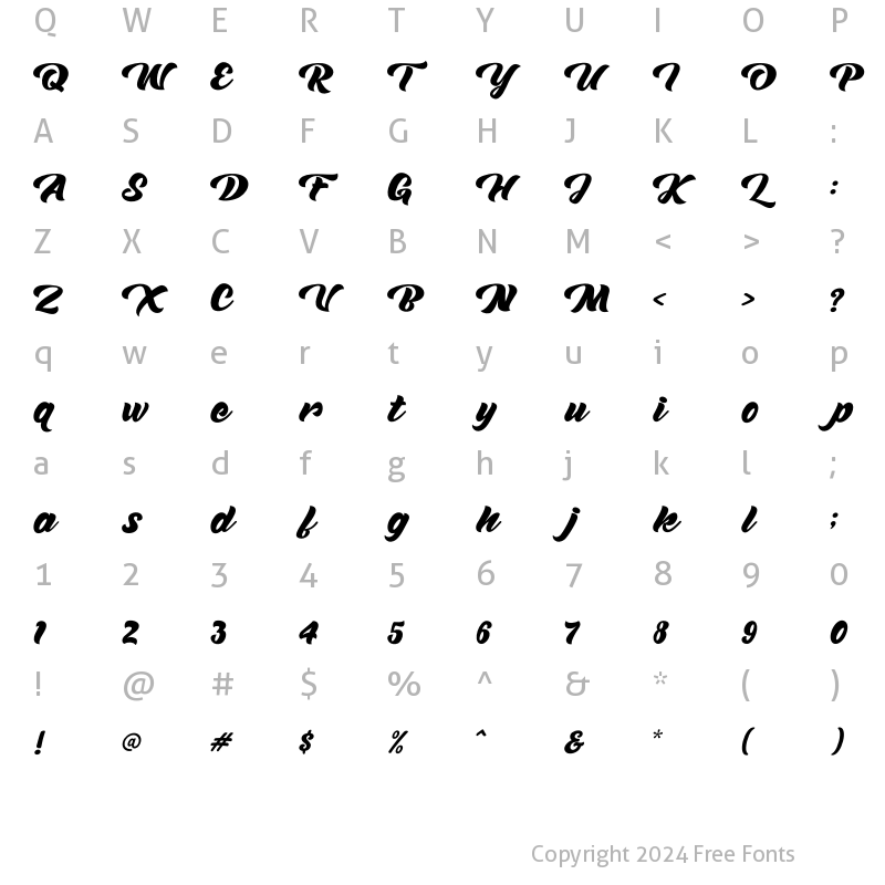 Character Map of Tahu Bullats Italic