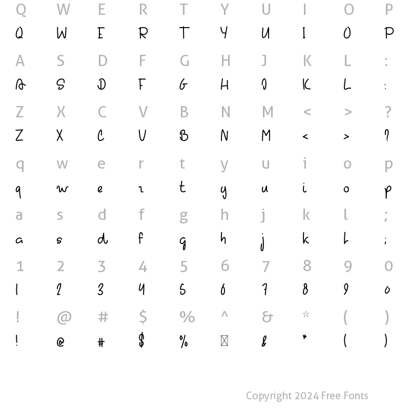 Character Map of Take A Shine Regular