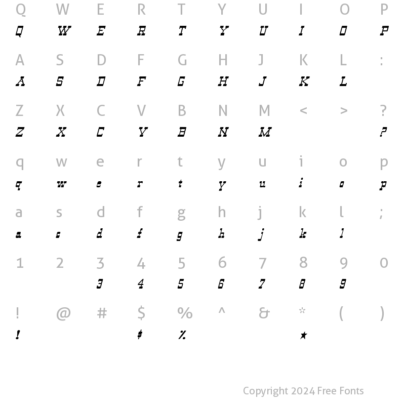 Character Map of Take It Easy 6 Regular