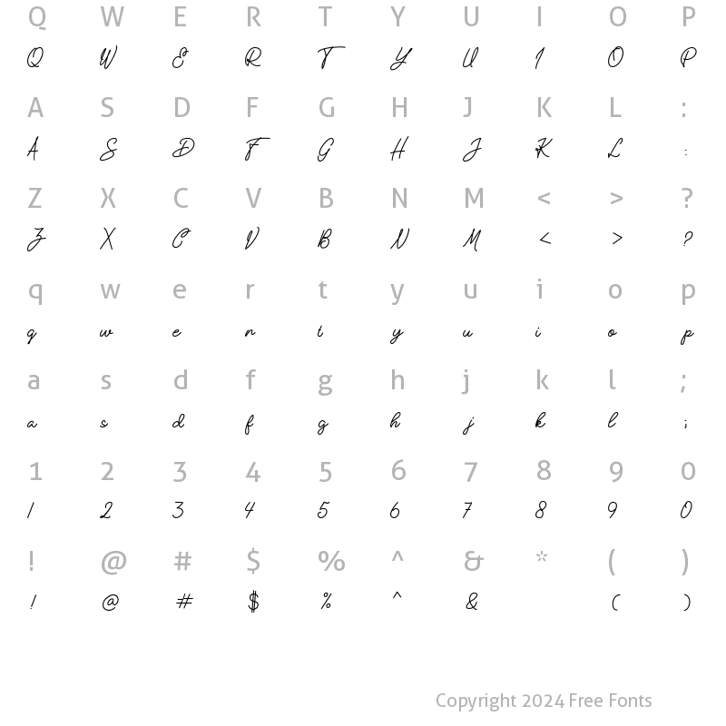 Character Map of Take Notes Regular