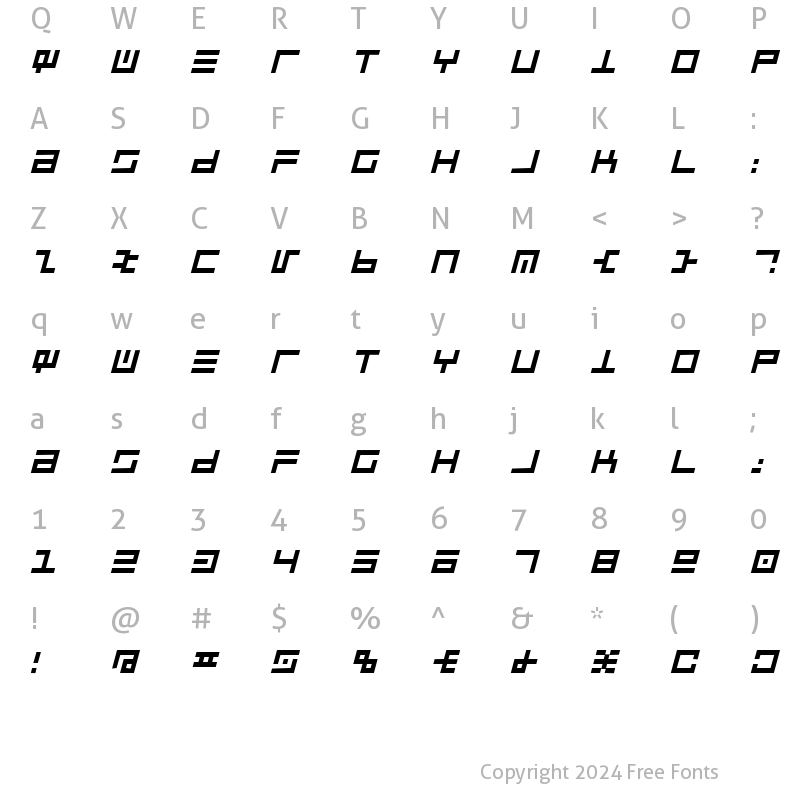 Character Map of Take The Money 2 Italic