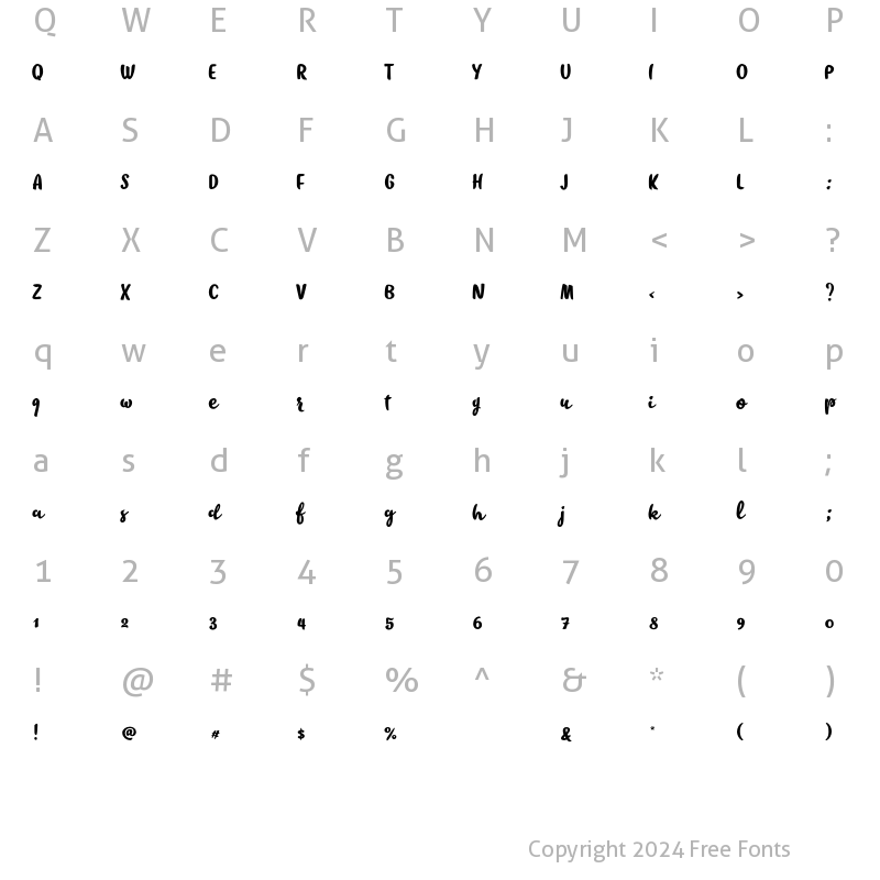 Character Map of Takeaway Black Regular