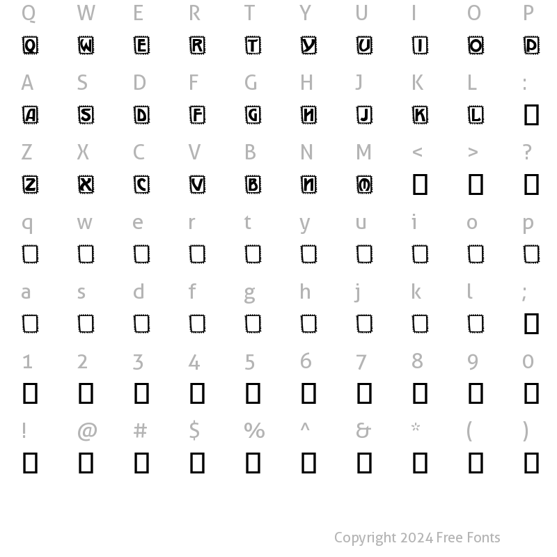 Character Map of Takker Regular