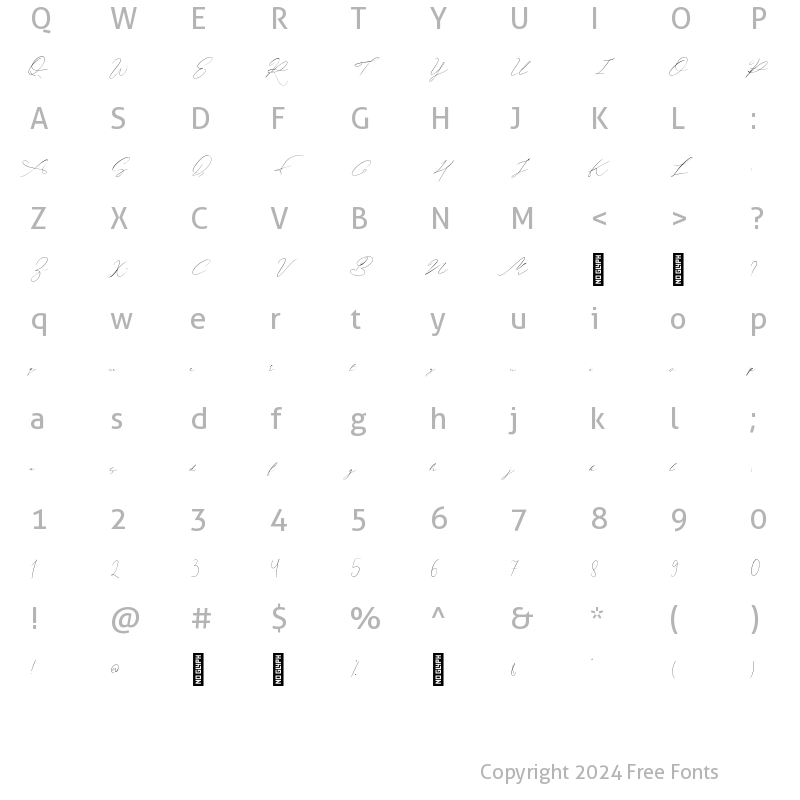 Character Map of Talisman Regular