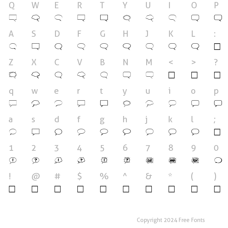 Character Map of Talk Regular