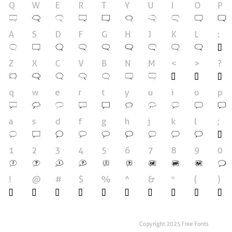 Character Map of TalkBalloon Regular