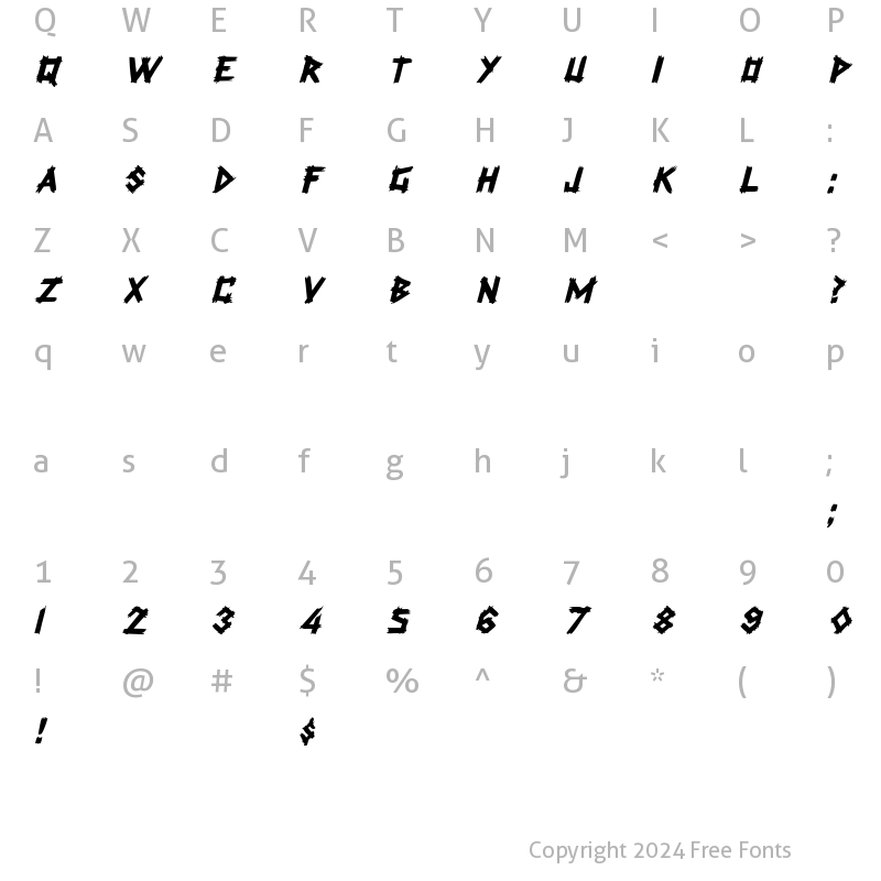 Character Map of Talkin 1 Italic