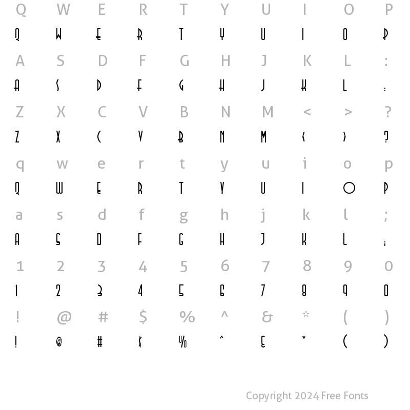 Character Map of TallDeco Normal