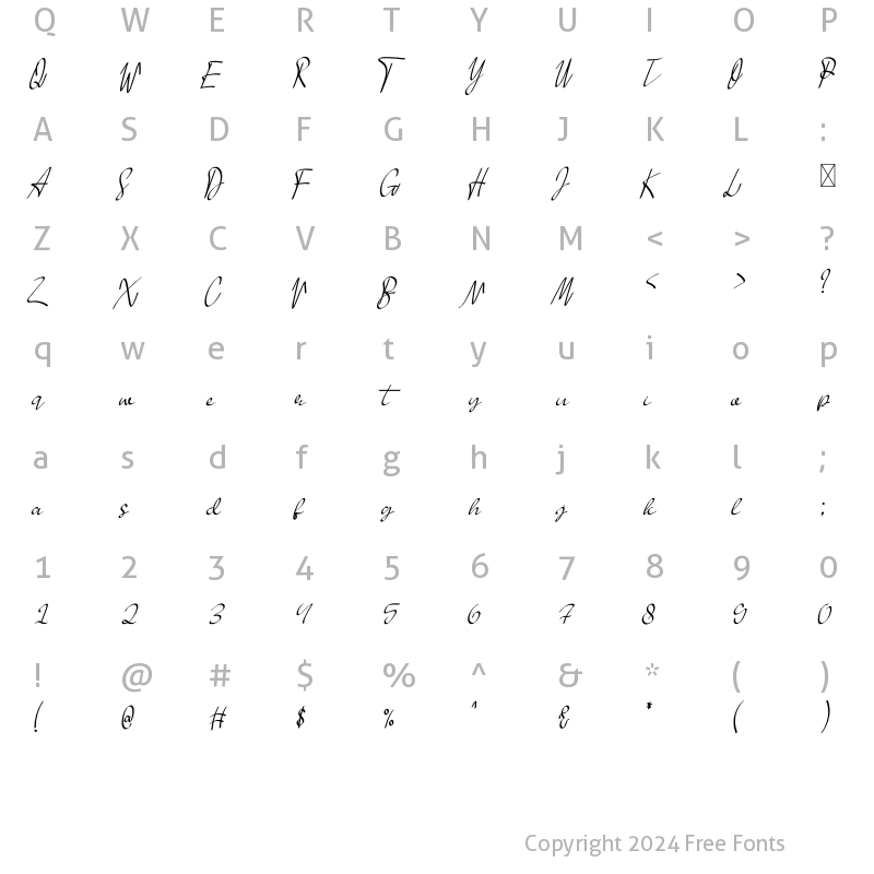 Character Map of Tallenan Regular