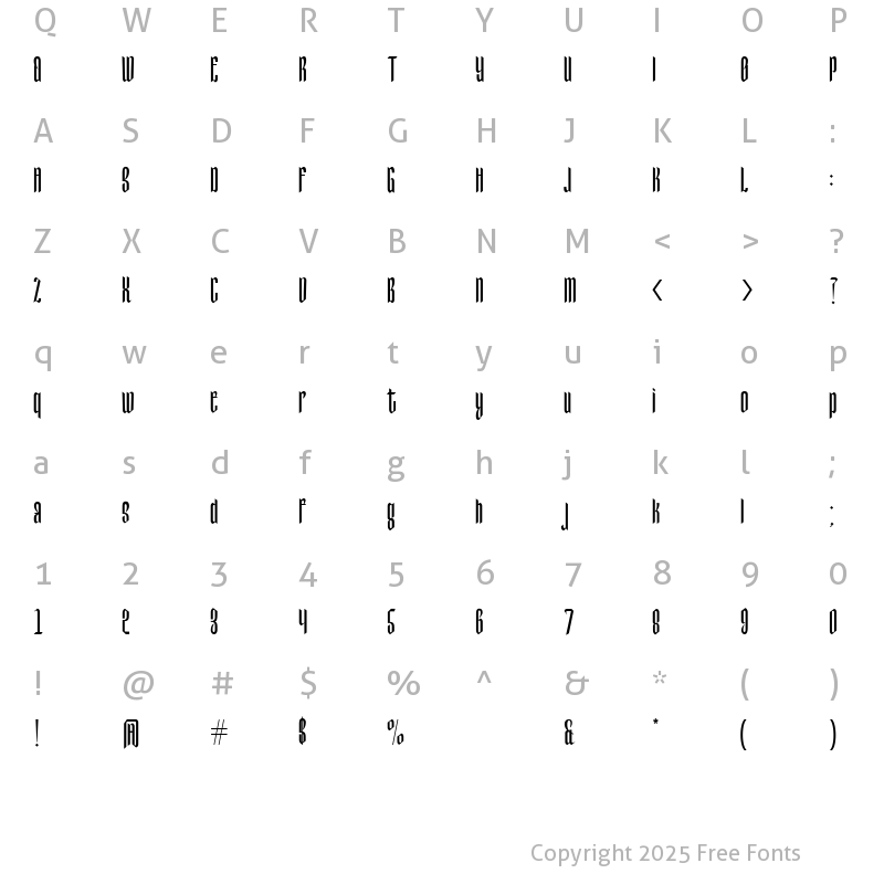 Character Map of TallGrass Condensed