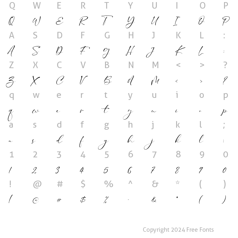 Character Map of Tallisa Regular