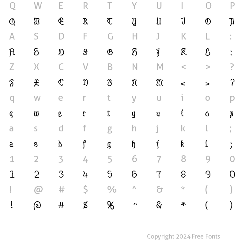 Character Map of Talloween Regular