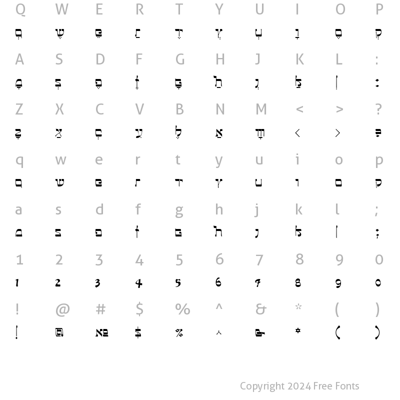 Character Map of Talmud Regular