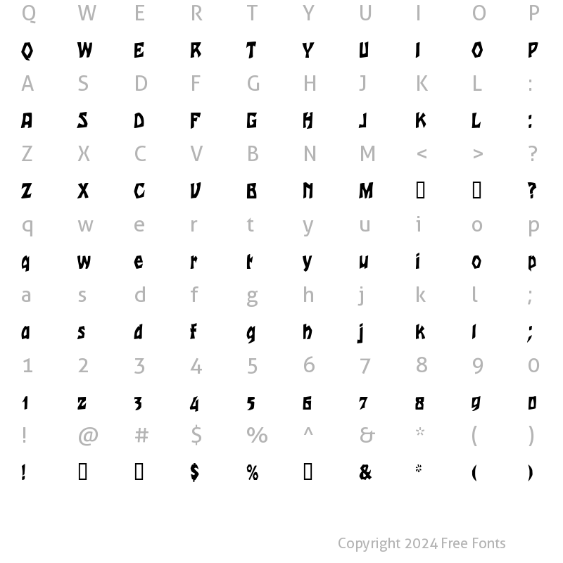 Character Map of TalonCondensed Regular