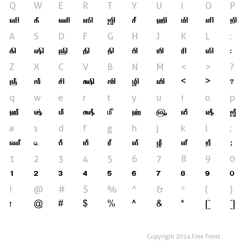 Character Map of Tam-Tamil015 Normal