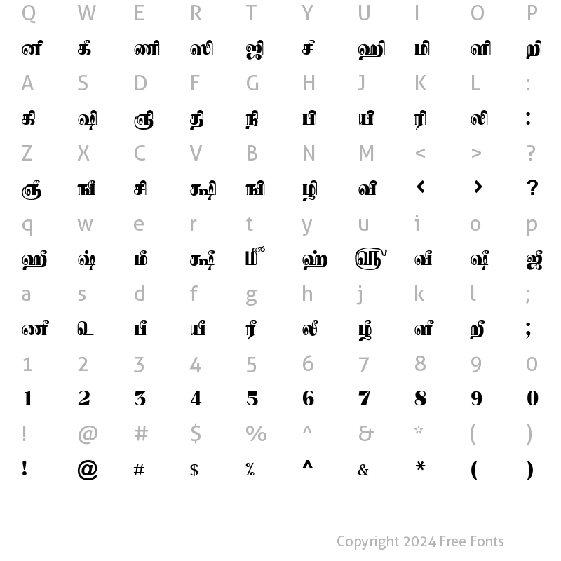 Character Map of Tam-Tamil017 Normal