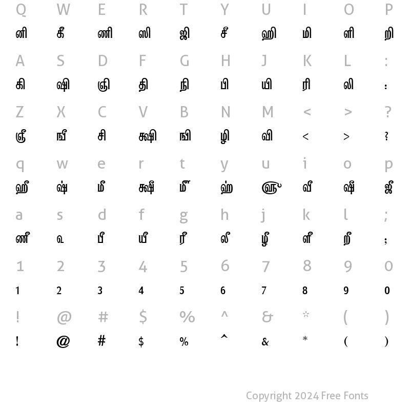 Character Map of Tam-Tamil018 Normal