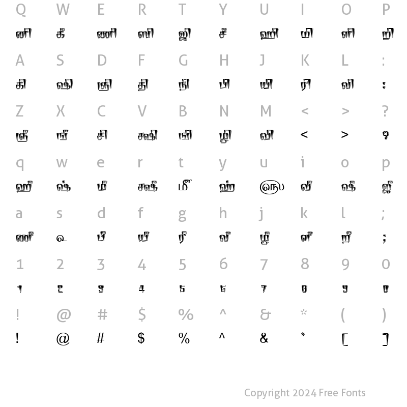 Character Map of TAM-Tamil027 Normal