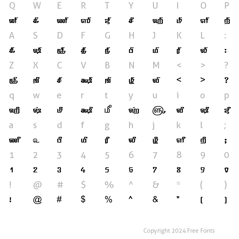 Character Map of TAM-Tamil063 Normal