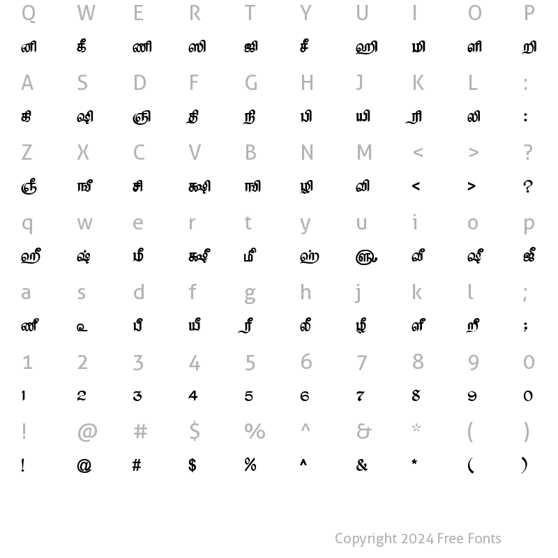 Character Map of TAM-Tamil064 Normal