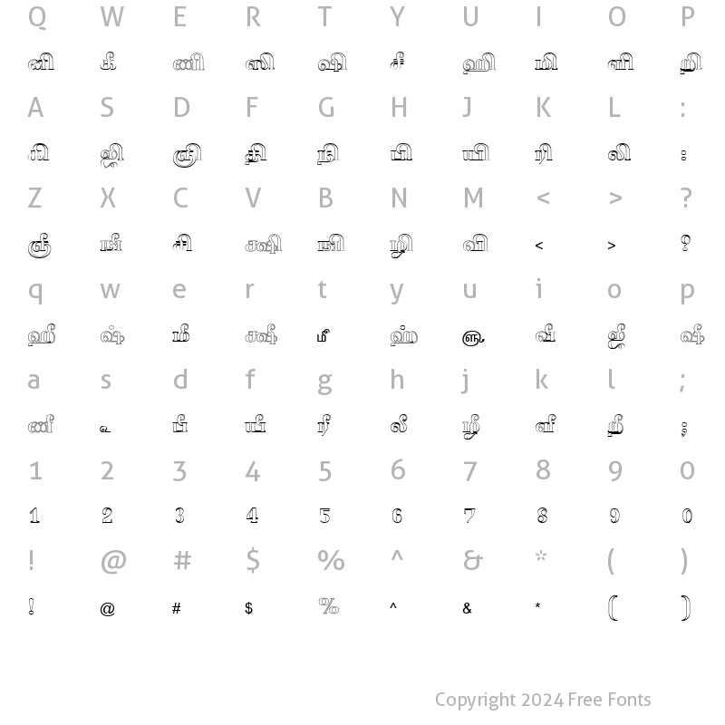 Character Map of TAM-Tamil069 Normal