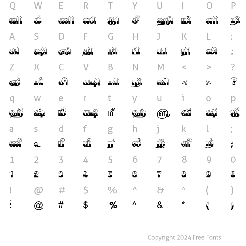 Character Map of TAM-Tamil075 Normal