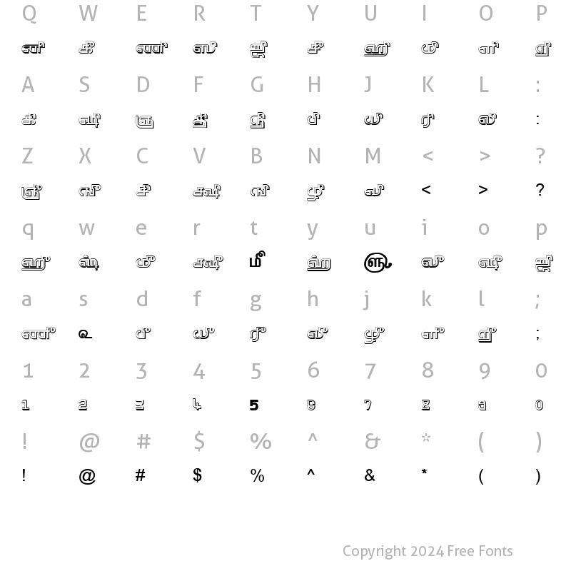 Character Map of TAM-Tamil147 Normal