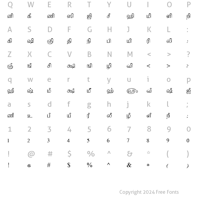 Character Map of Tam_Shakti_1 Normal