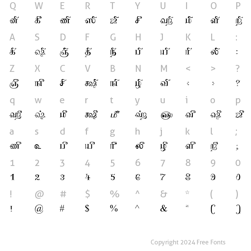 Character Map of Tam_Shakti_12 Normal