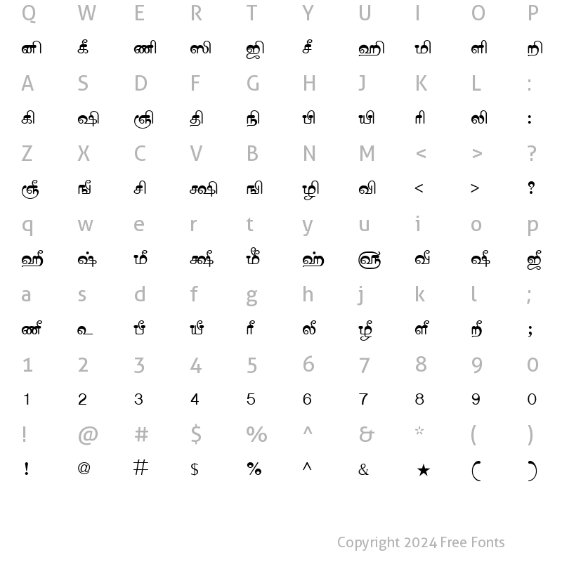 Character Map of Tam_Shakti_13 Normal