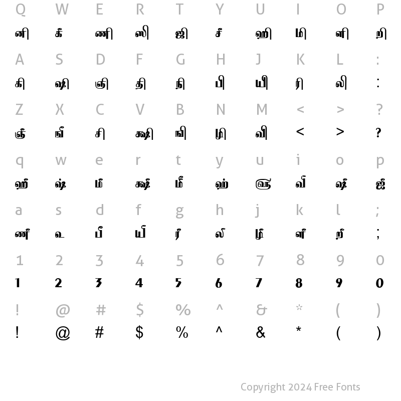 Character Map of Tam_Shakti_14 Normal