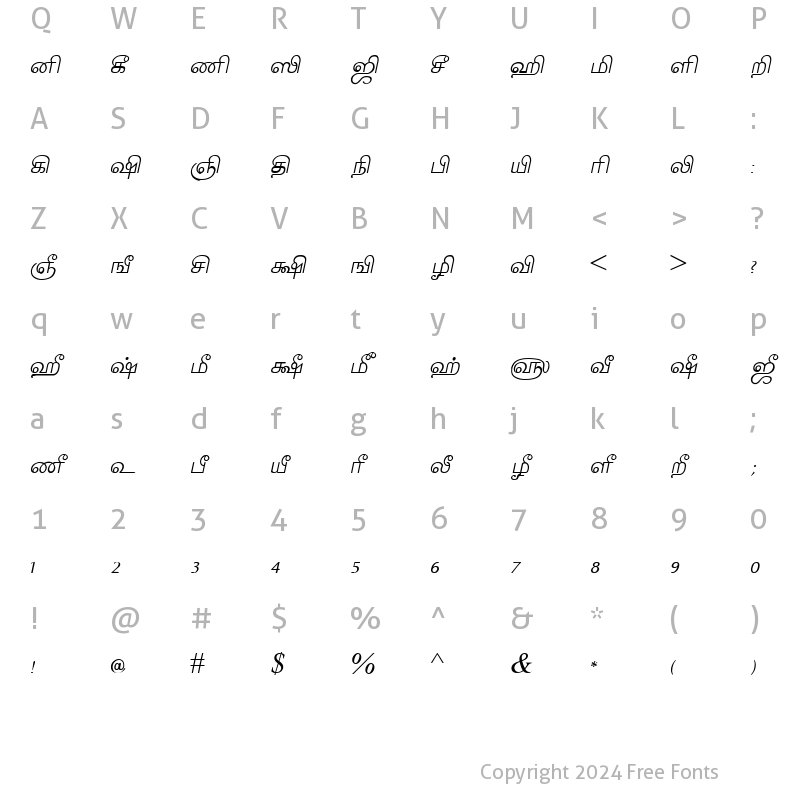 Character Map of Tam_Shakti_17 Normal