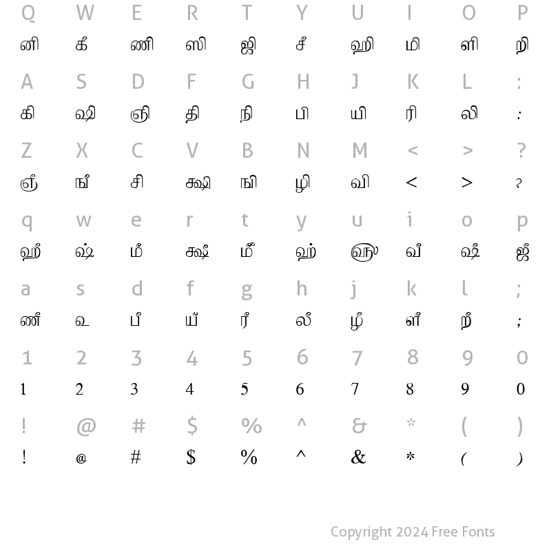 Character Map of Tam_Shakti_18 Normal