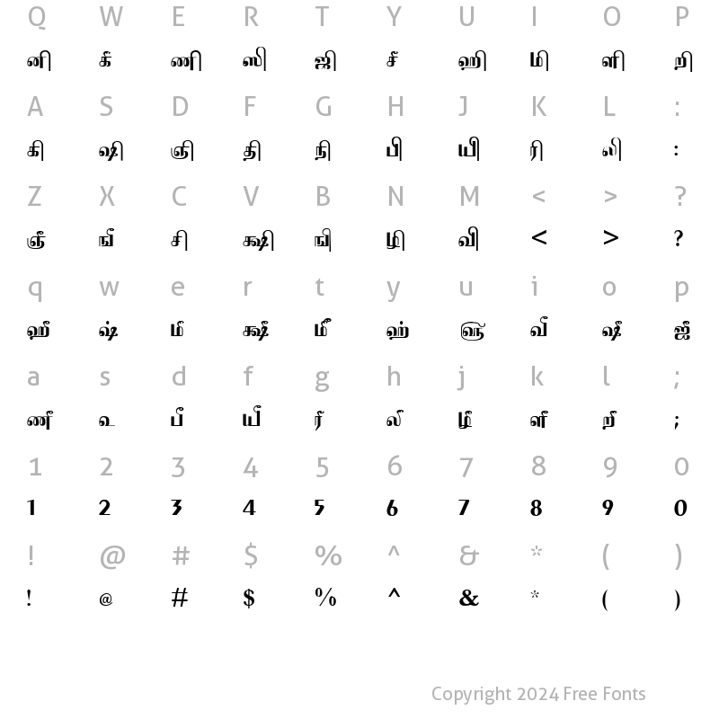 Character Map of Tam_Shakti_19 Normal