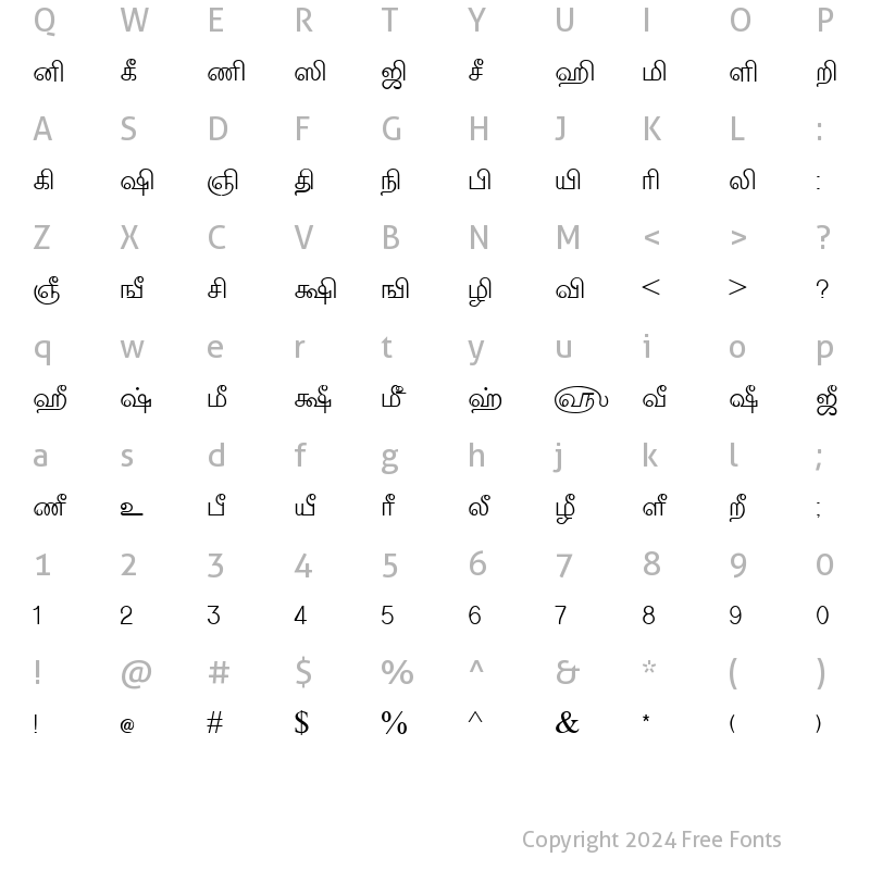 Character Map of Tam_Shakti_2 Normal