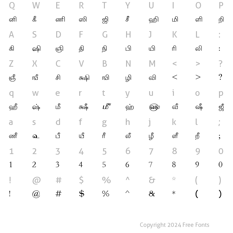 Character Map of Tam_Shakti_23 Normal