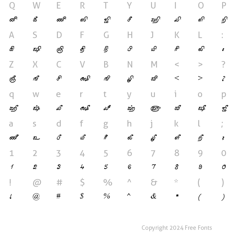 Character Map of Tam_Shakti_25 Normal