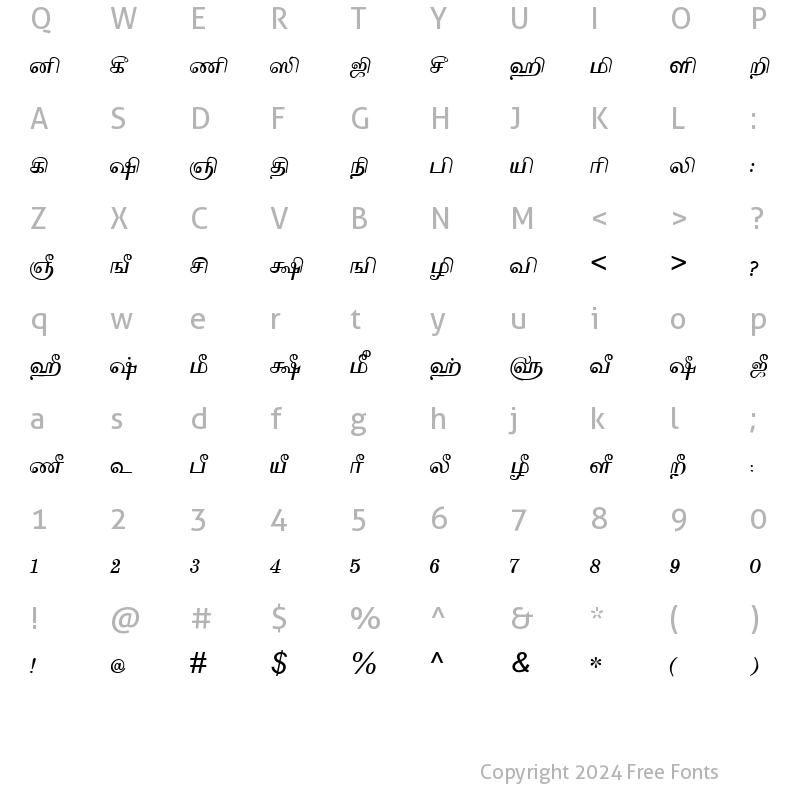 Character Map of Tam_Shakti_27 Normal