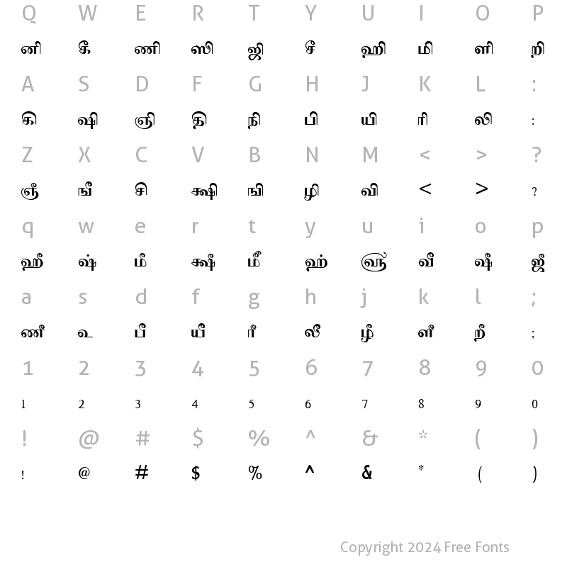 Character Map of Tam_Shakti_28 Normal