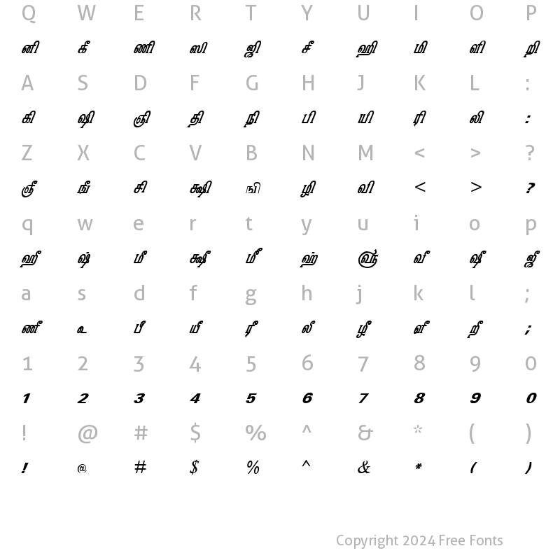 Character Map of Tam_Shakti_31 Normal