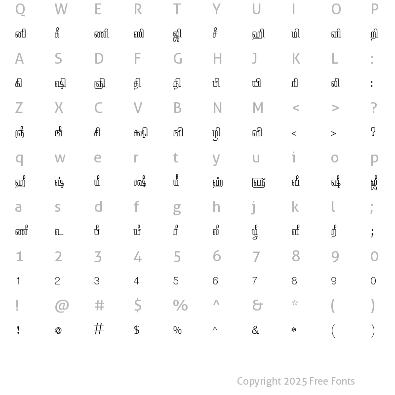 Character Map of Tam_Shakti_35 Normal