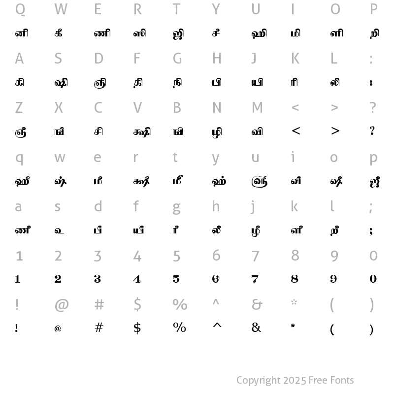 Character Map of Tam_Shakti_39 Normal