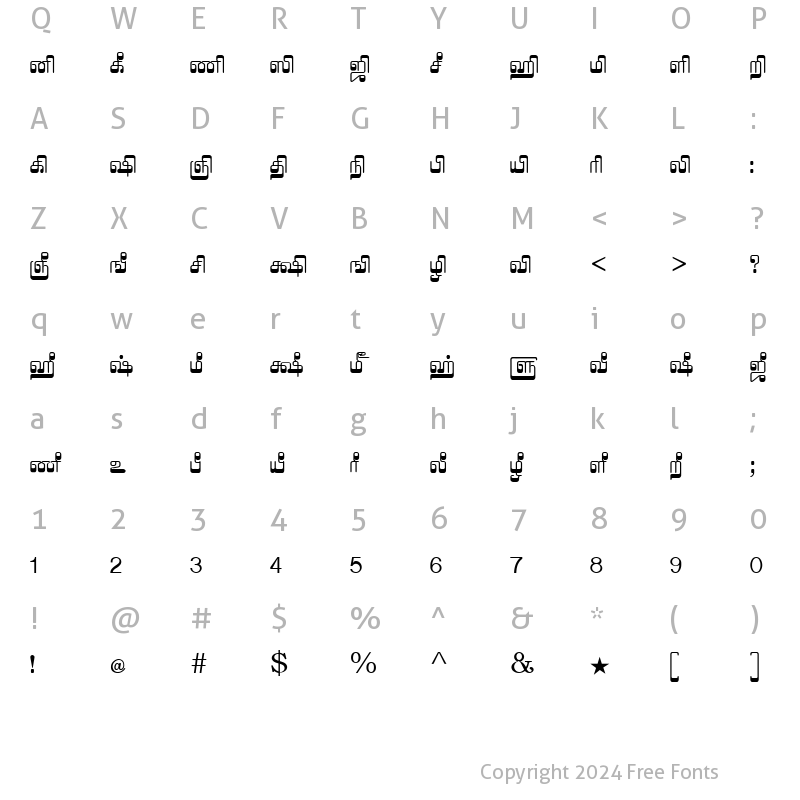 Character Map of Tam_Shakti_4 Normal