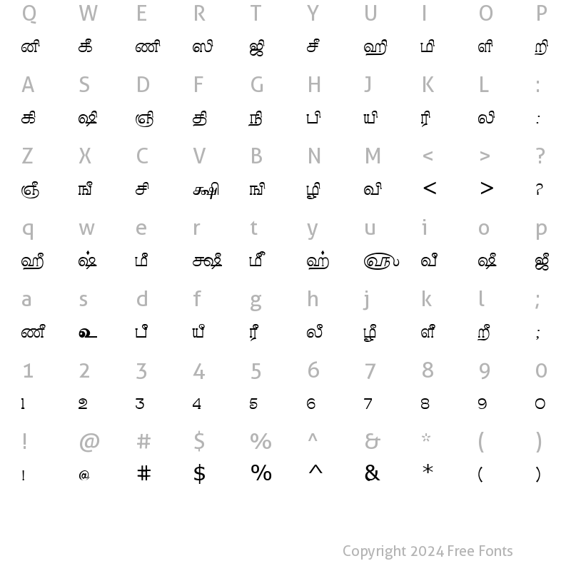 Character Map of Tam_Shakti_40 Normal