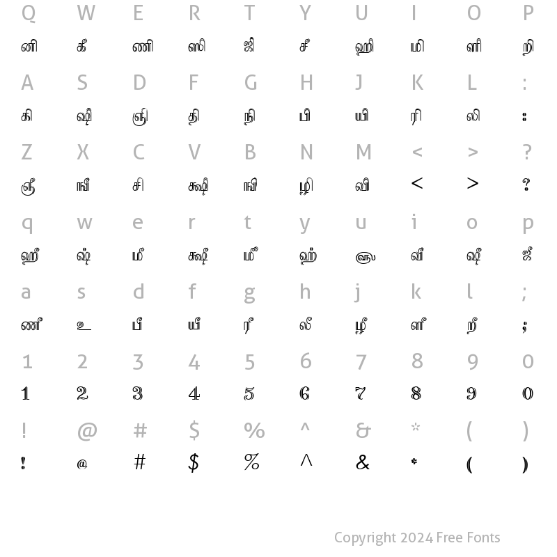 Character Map of Tam_Shakti_42 Normal